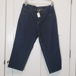 Lands' End Cropped Stretch High Waisted Denim Blue Jeans Size 18W